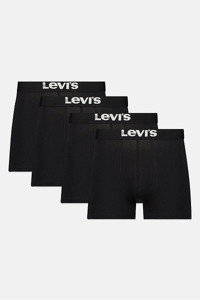 Levi's Men 4 Pieces Brand Logo Boxer Brief, Black