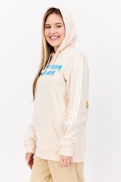 adidas Women Sportswear Fit Long Sleeve Training Hoodie, Beige