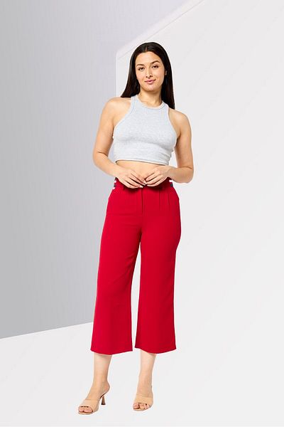 Harmont & Blaine Women Regular Fit Solid Palazzo Pants, Red