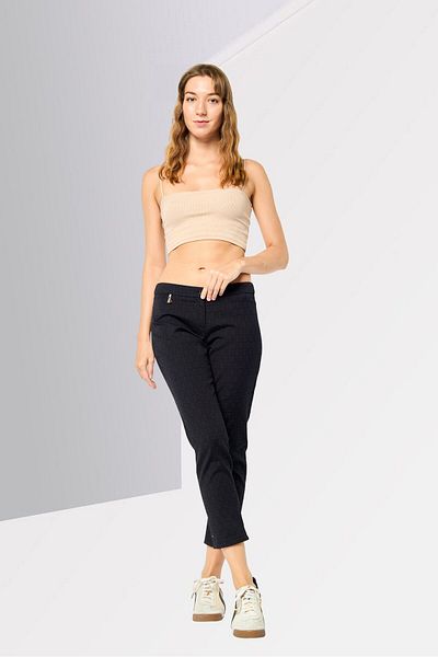 Harmont & Blaine Women Regular Fit Art Deco Pattern Cropped Pants, Black