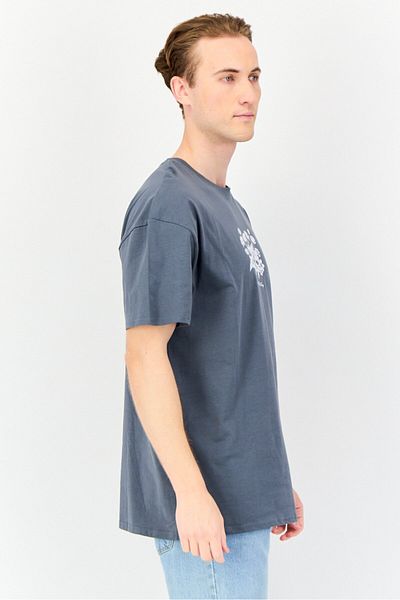 Threadbare Men Crew Neck Short Sleeve Graphic Print T Shirt, Grey