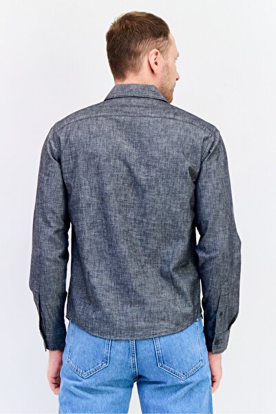 GAP Men Regular Fit Long Sleeves Chambray Casual Shirt, Washed Black