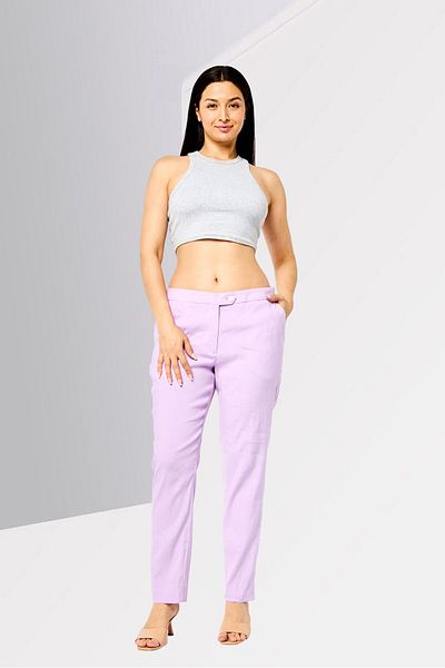 Gant Women Regular Fit Solid Tapered Pants, Purple