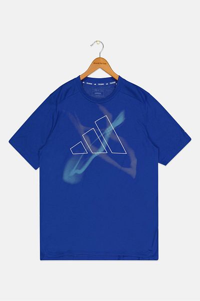 adidas Kids Boy Brand Logo Short Sleeves Training Top, Blue