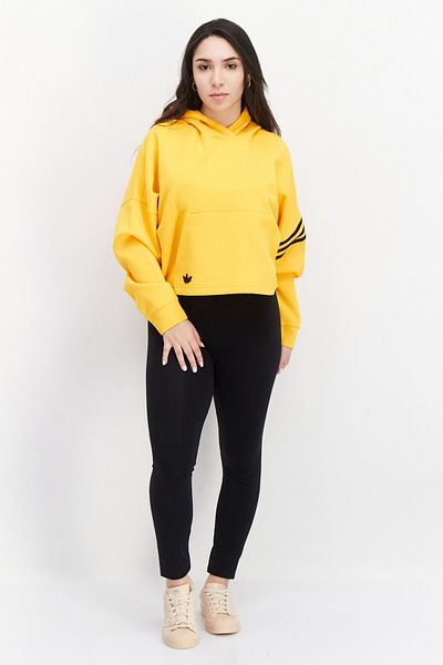 adidas Women Sportswear Fit Embroidered Logo Outdoor Hoodie, Yellow