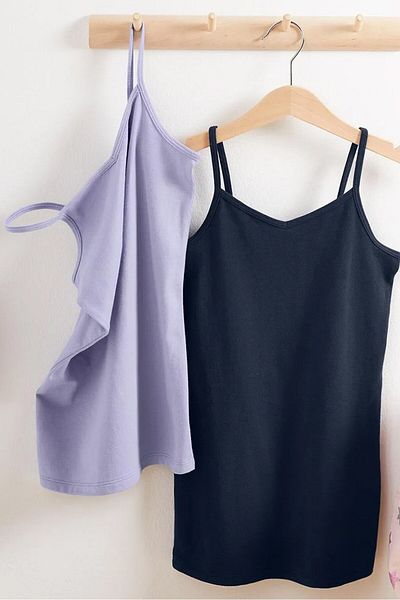 Tchibo Kids Girl Plain 2 Undershirts, Navy and Lilac
