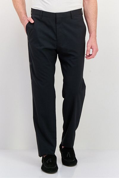 Tommy Hilfiger Men Regular Fit Plain Dress Pants, Charcoal