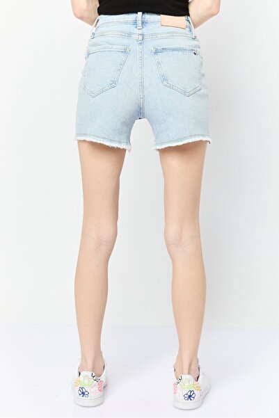 Tommy Hilfiger Women Distressed Denim Shorts, Light Blue