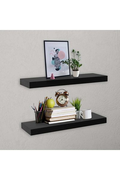 vidaxl Floating Wall Shelves 2 pcs Black 40x20x3.8 cm