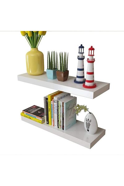 vidaxl Floating Wall Display Shelves Book/DVD Storage White MDF 2 pcs