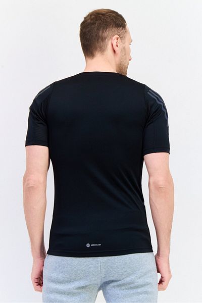 adidas Men Sportswear Fit Brand Logo Short Sleeves Running T-Shirt, Black