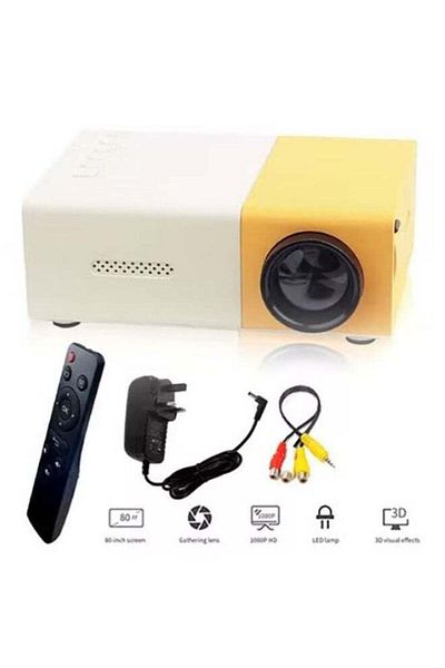 Generic docooler YG300 Portable QVGA LED 400 Lumens Projector With Remote Control YG300 White/Yellow