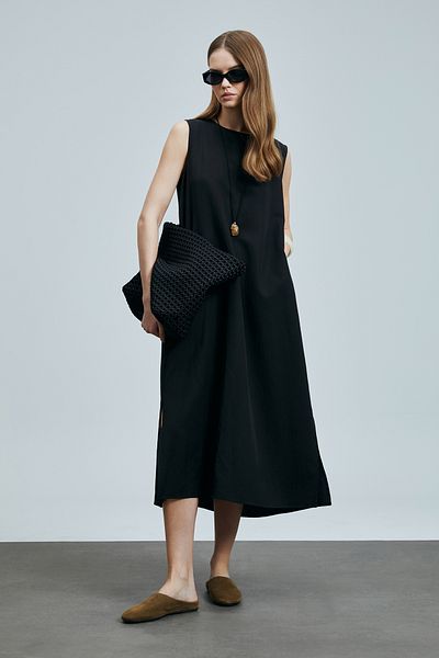 Lufian Γυναικείο φόρεμα Grace Lyocell Mixed Linen Μαύρο