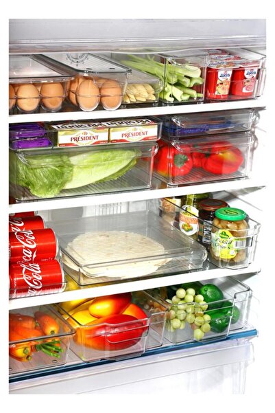 Generic Felli Stackable Easy to Clean High Quality Plastic Refrigerator Organizer with Cover Clear