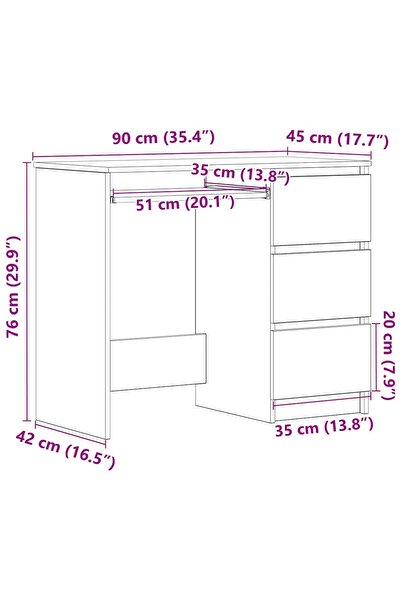 vidaxl Desk Black 90x45x76 cm Engineered Wood