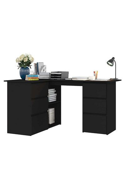 vidaxl Corner Desk Black 145x100x76 cm Engineered Wood