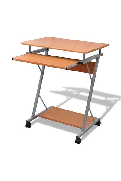 vidaxl Compact Computer Desk with Pull-out Keyboard Tray Brown