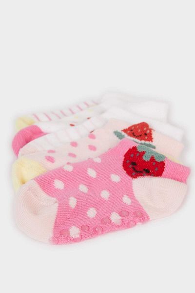 DeFacto Baby Girl Anti-Slip Sole 5-Piece Cotton Booties Socks E4644A5Ns