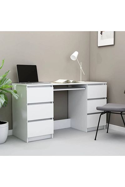 vidaxl Writing Desk White 140x50x77 cm Engineered Wood