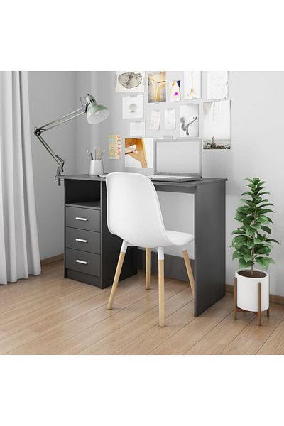 vidaxl Desk with Drawers Black 110x50x76 cm Engineered Wood