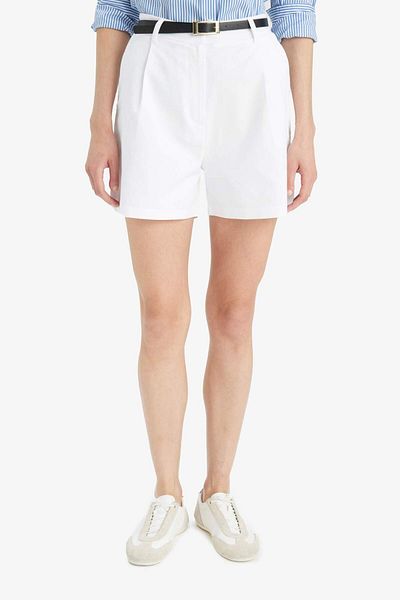 DeFacto High Waist Belted Short Leg White Shorts D2603Ax25Sm