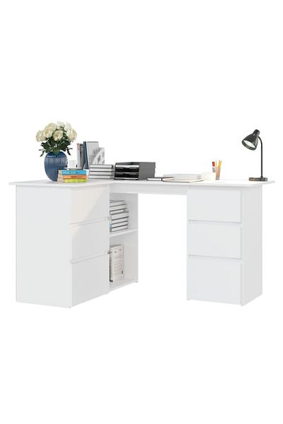 vidaxl Corner Desk White 145x100x76 cm Engineered Wood