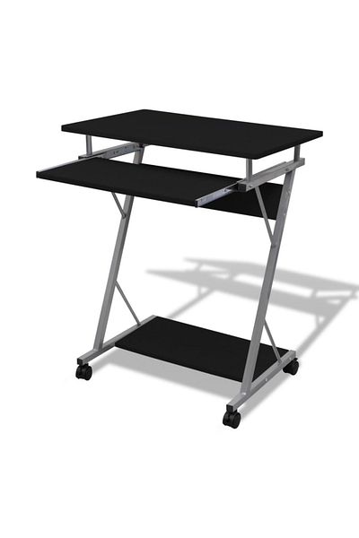 vidaxl Compact Computer Desk with Pull-out Keyboard Tray Black