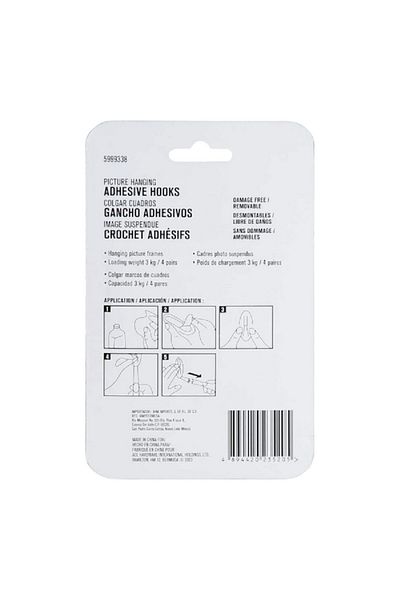 ACE 12-Piece Damage-Free Adhesive Picture Hanging Strips White 1.6 x 4.8cm