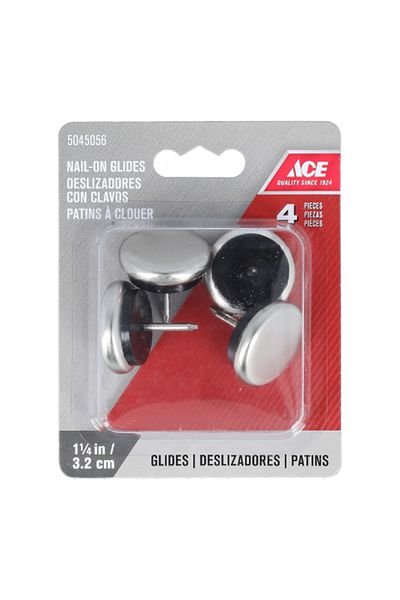 ACE 4-Piece High-Quality Nail-On Glide Set Nickel 1 1/4inch