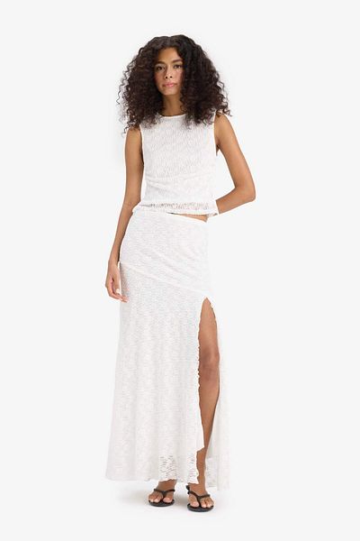 DeFacto A-Line Regular Waist Slit Lace Midi Skirt F7066Ax25Sm