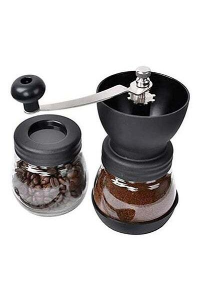 HALAMODO Manual Coffee Bean Grinder with 2 Glass Jars Multicolour