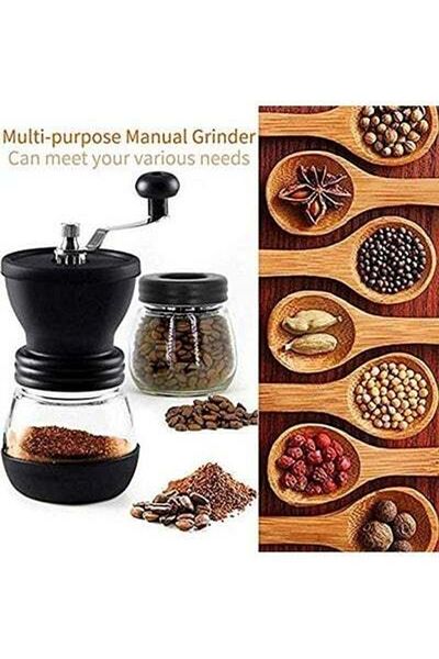 HALAMODO Manual Coffee Bean Grinder with 2 Glass Jars Multicolour