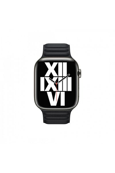OEM Curea magnetică din piele compatibilă cu Apple Watch 42/44/45/49 mm, reglabilă, negru închis