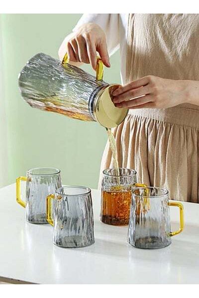 HALAMODO 5-Piece Water Cup And Pot Set Grey
