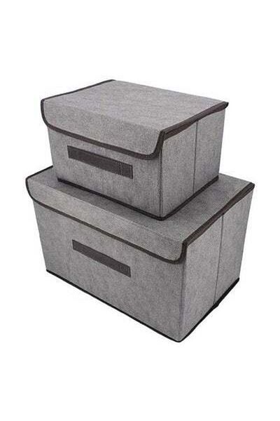 HALAMODO Pack Of 2 Foldable Storage Box With Lid Multicolour 36x23x24cm