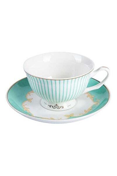 HALAMODO طقم كوب وصحن من قطعتين، أخضر، 12.5×6 سم