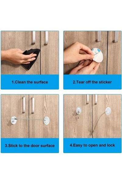 HALAMODO 2-Piece Refrigerator Door Lock 4 Keys White