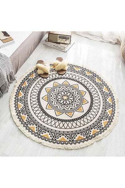 HALAMODO Nordic Handmade Tassel Carpet Multicolour 90cm