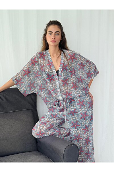 Retrobird Дизайн V-подібний комір шифонова сорочка-кімоно для жінок, багатоколірна