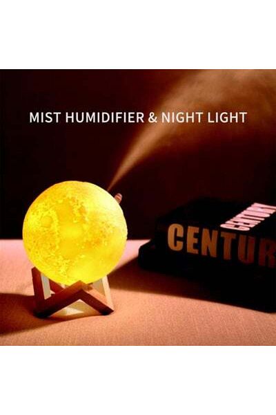 HALAMODO 880ml Moon Shape Night Light Quiet Mist Humidifier Diffuser White 15.5cm