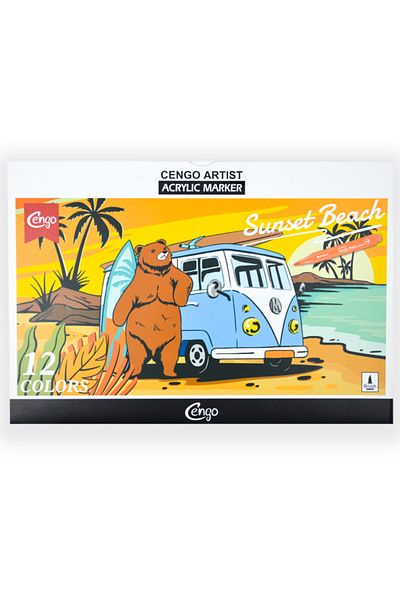 Cengo Multi-Purpose Acrylic Marker Pen 12 Colors Cgo606