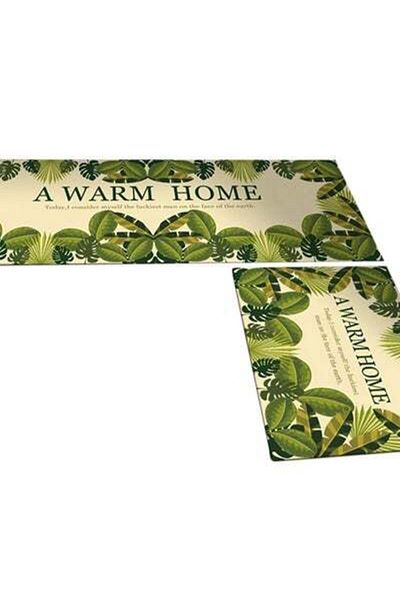 HALAMODO Plant And Letter Print Washable Floor Mat Multicolour 40(W)x60(L)cm