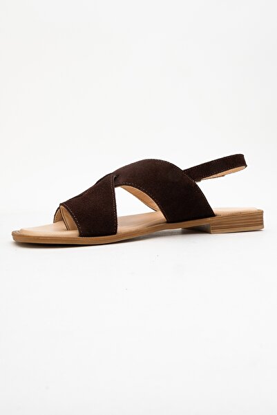 LuviShoes Louna Brown Suede Genuine Leather Flip Flops Women's Sandals