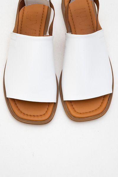 LuviShoes Fuela White Genuine Leather Elastic Women's Sandals