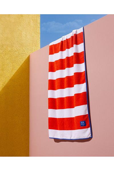 Madame Coco Biasse 100% Cotton Beach Towel - White/Orange - 70X150 cm