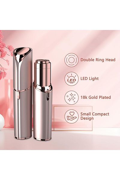 COOYA Electric facial hair remover, painless design, portable, 18k gold plated, with LED light, white