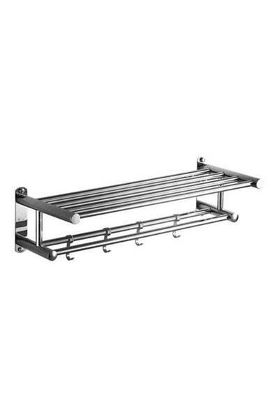 HALAMODO Stainless Steel Wall-Mounted Towel Rack Silver 40x22x16centimeter