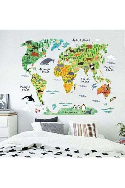 HALAMODO Animal World Map Wall Sticker Multicolour 900x2x600mm