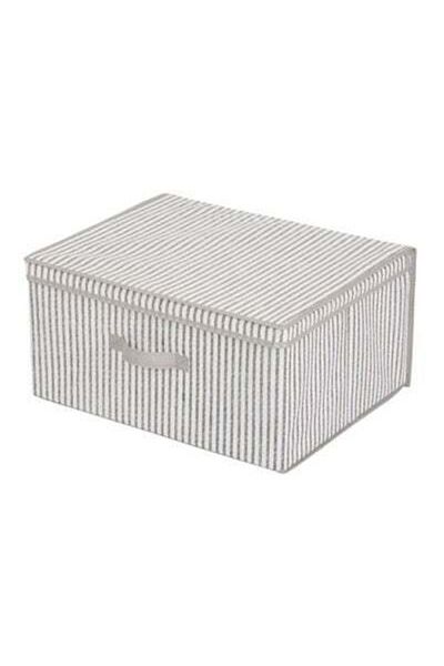 HALAMODO Ebase Strip Pattern Storage Box White/Grey 40x18x33cm