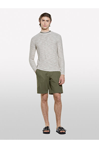 Sisley Ανδρικό πουλόβερ με μακρύ μανίκι από βαμβακερό μείγμα κρέμας